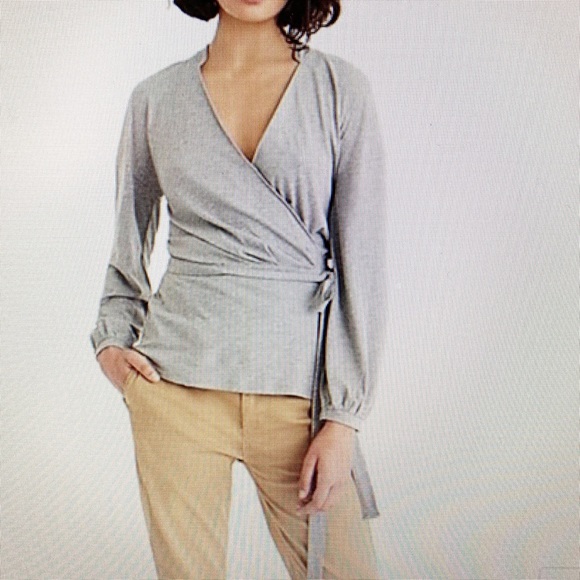 J. Crew grey wrap shirt.